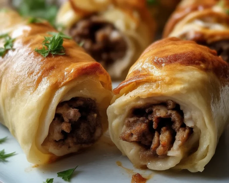Delicious Keto Philly Cheesesteak Roll Ups with beef, peppers, and melted cheese.